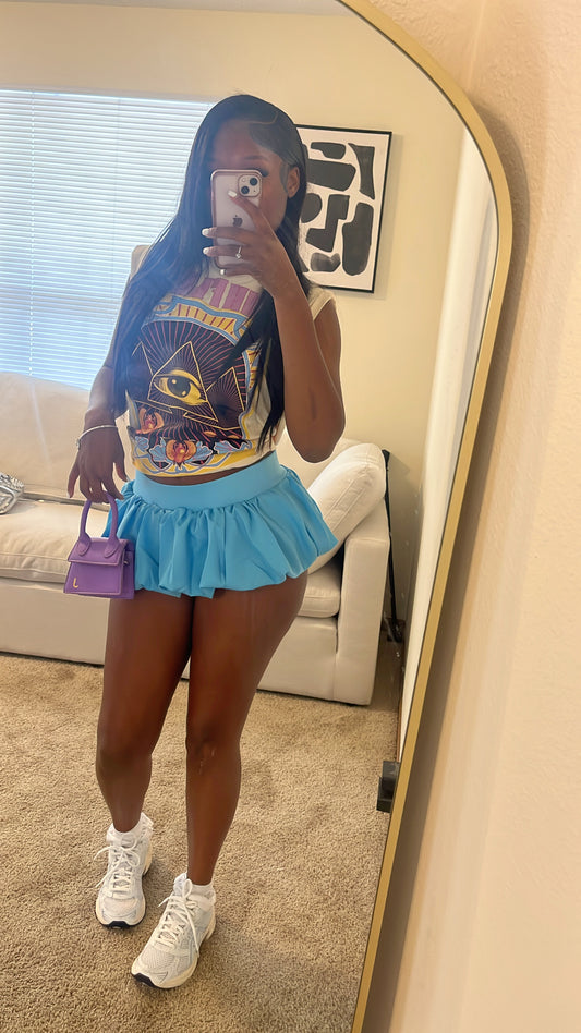 “FLAVORS” Mini Skirt (Blue)