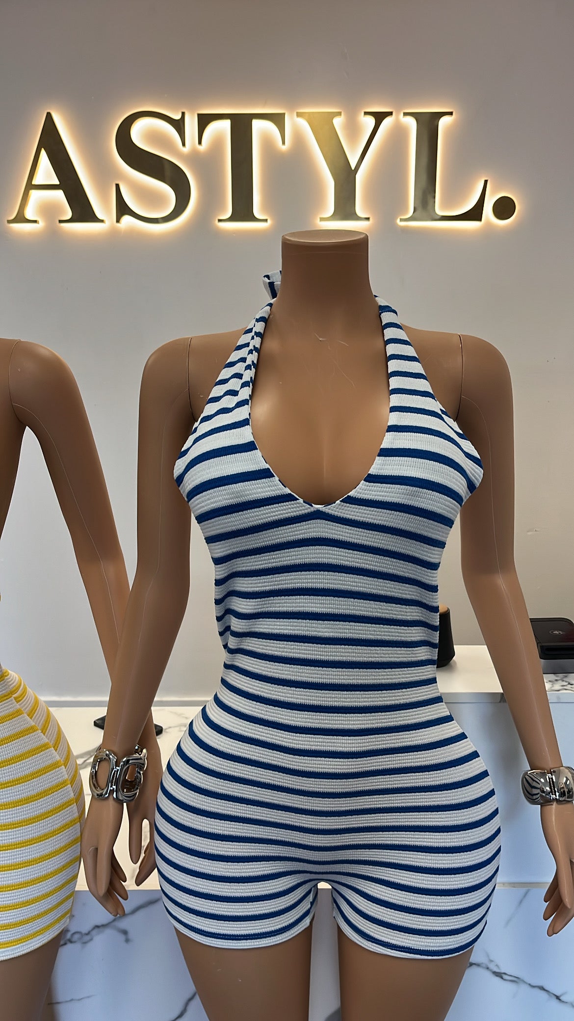 Striped Romper (Blue)