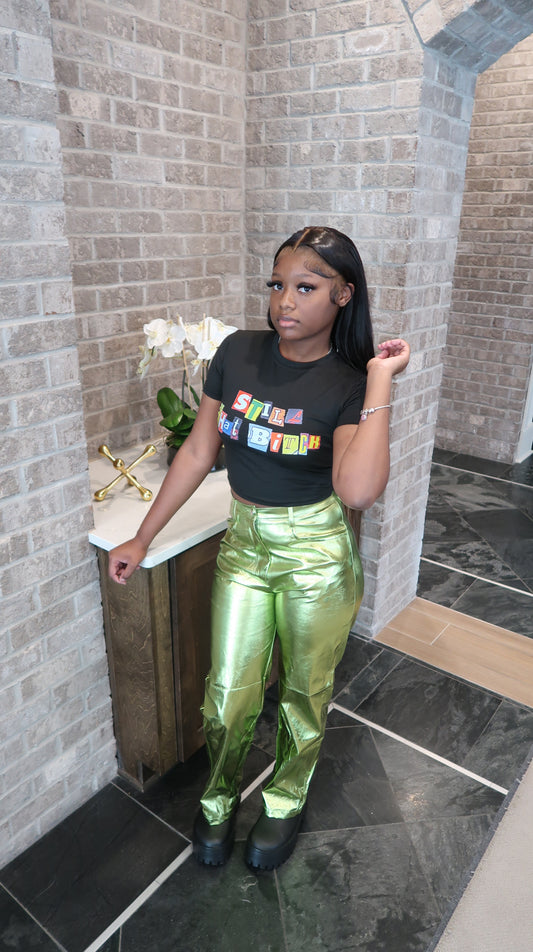 “Metallic” Pants (GREEN)